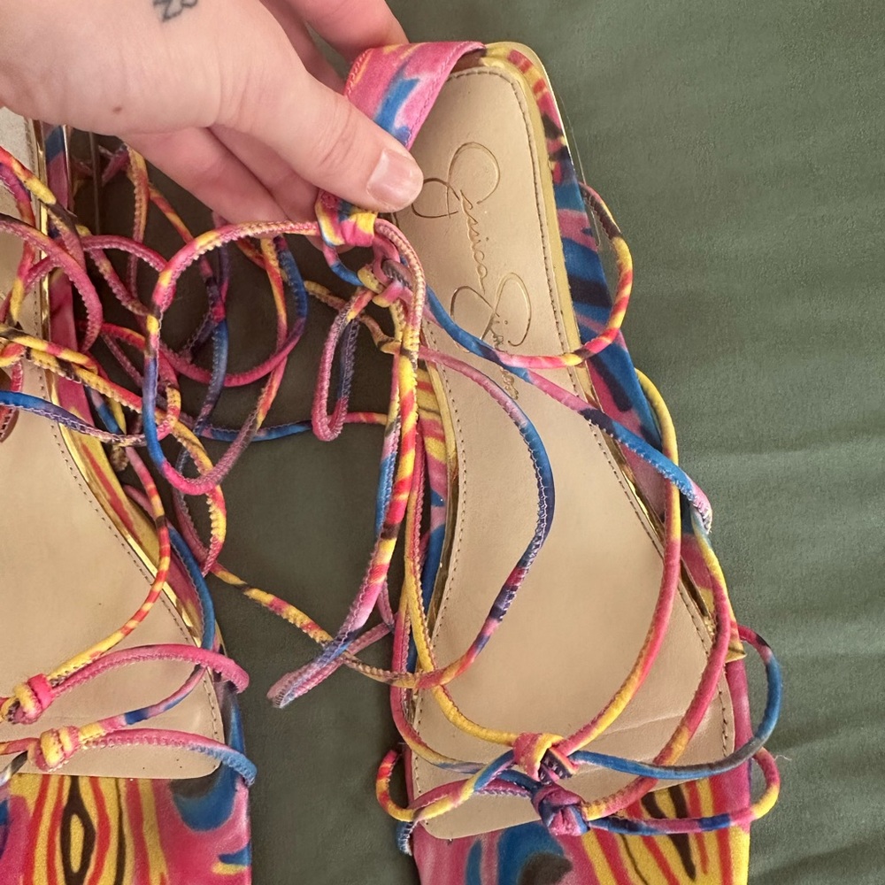 Jessica Simpson Vibrant Multicolor Lace-Up Sandals